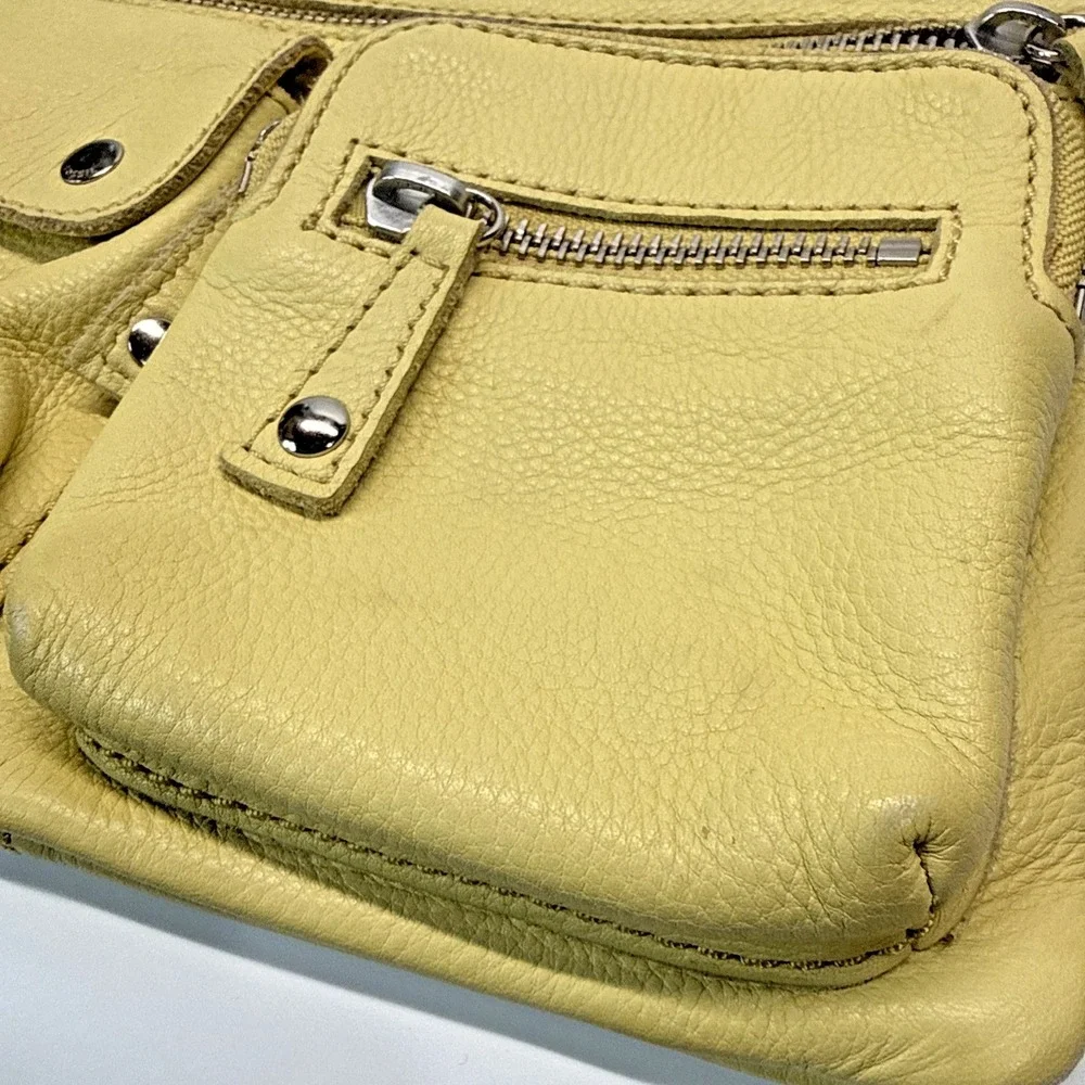 Fossil Sutter Leather Crossbody Bag Shoulder Purse‎ Messenger Pale Yellow Y2K